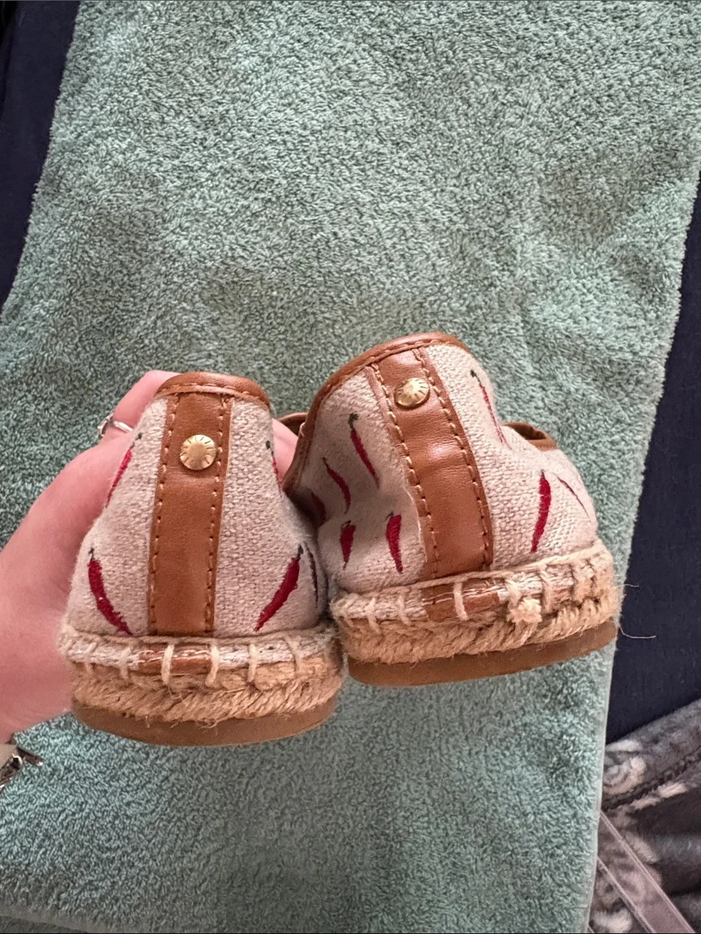 G.H. Bass & Co. Pink Canvas Espadrilles with Red Chili Embroidery
